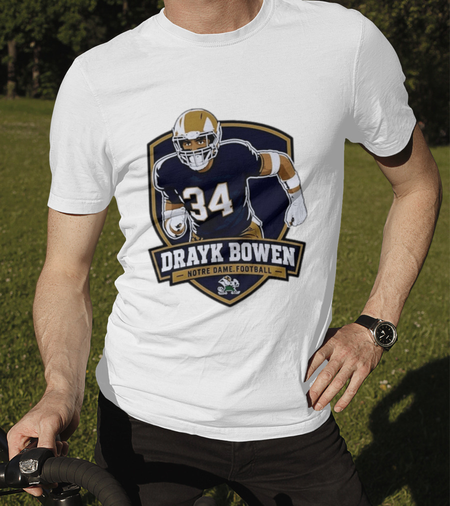 Drayk Bowen Notre Dame Football 34 Fighting Irish NCAA T-Shirt