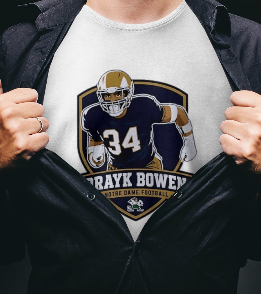 Drayk Bowen Notre Dame Football 34 Fighting Irish NCAA T-Shirt