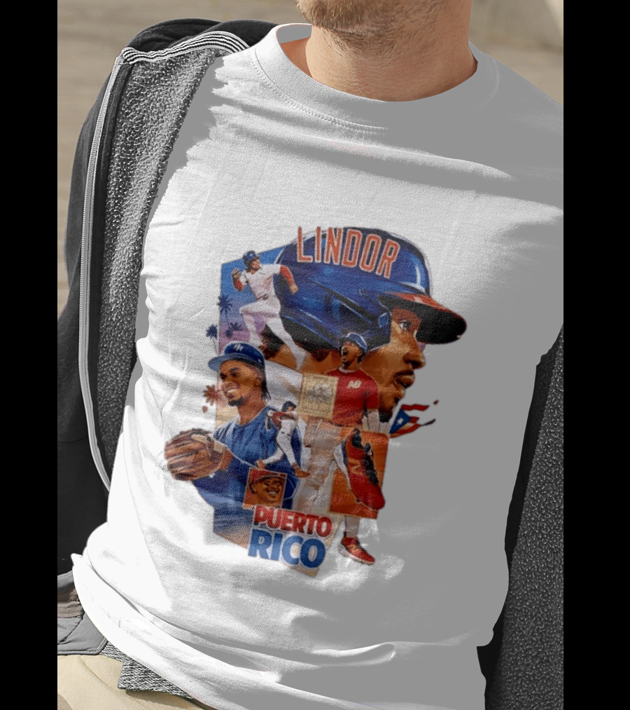 Francisco Lindor Puerto Rico New York Mets Baseball Legend Blue And Orange Helmet Dynamic Action Moves T-Shirt