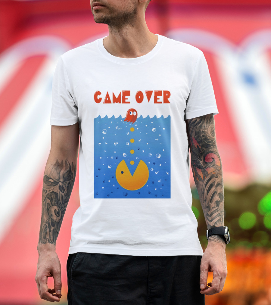 Pac Man Game Over Underwater Ghost Retro Gaming T-Shirt