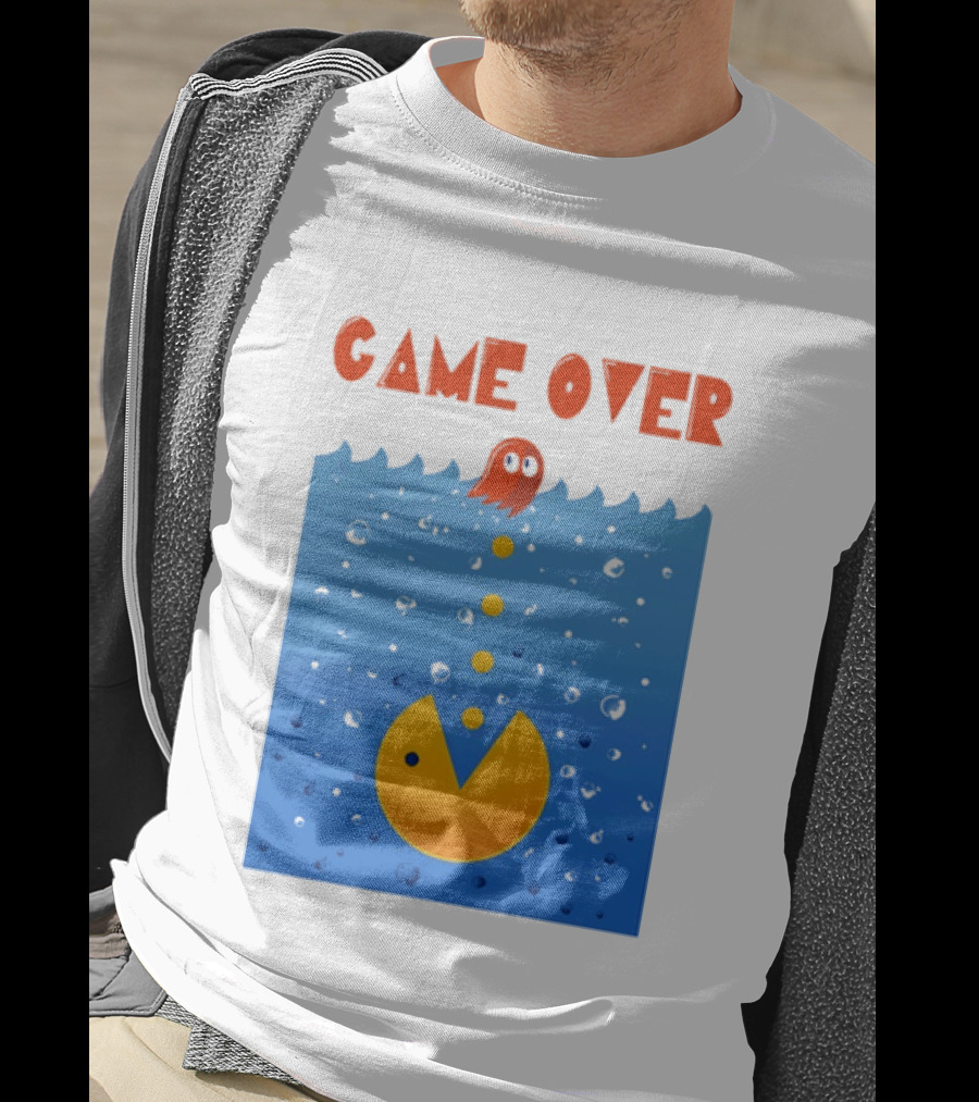 Pac Man Game Over Underwater Ghost Retro Gaming T-Shirt