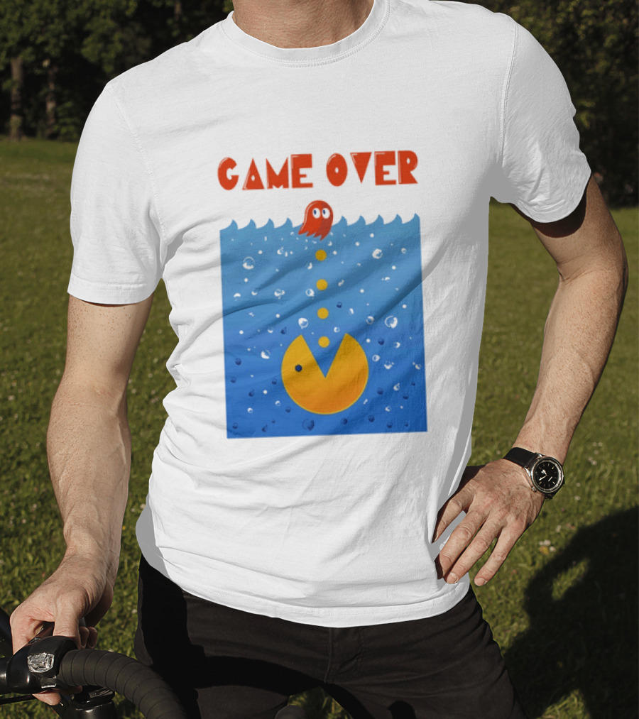 Pac Man Game Over Underwater Ghost Retro Gaming T-Shirt