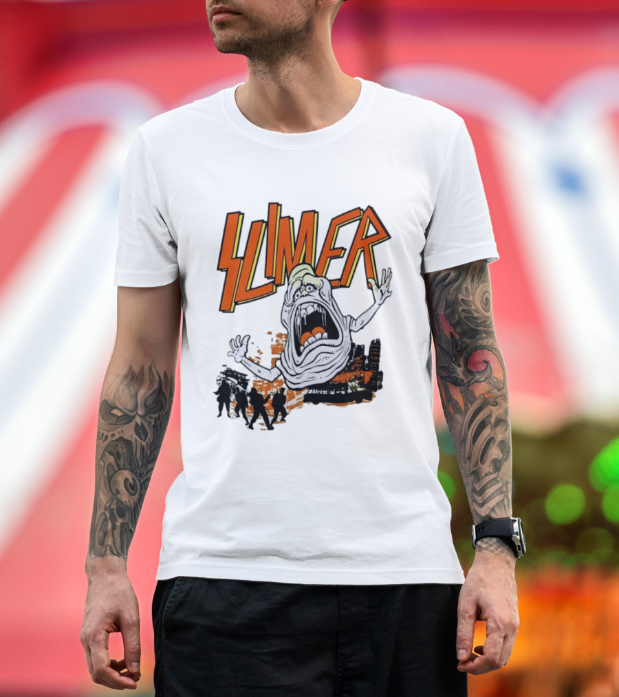 Slimer Ghostbusters 80s Movie Iconic Character Silhouette Scene T-Shirt