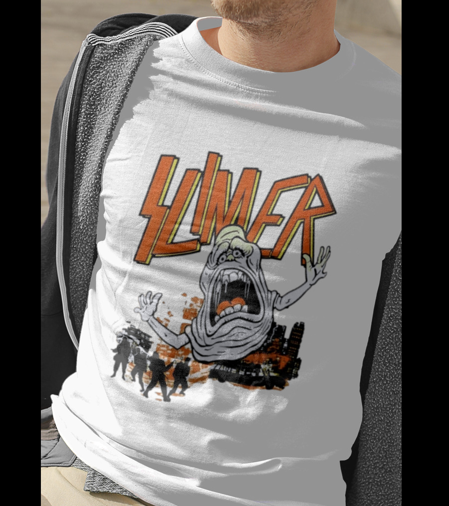 Slimer Ghostbusters 80s Movie Iconic Character Silhouette Scene T-Shirt