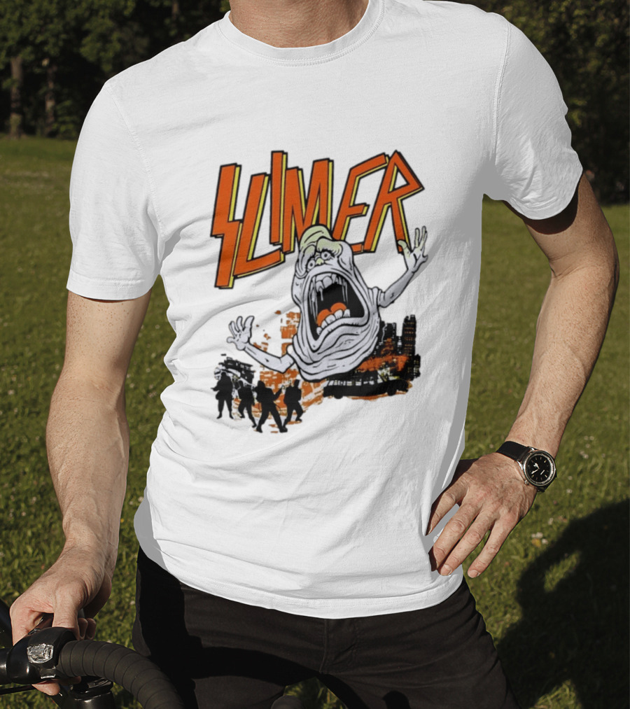 Slimer Ghostbusters 80s Movie Iconic Character Silhouette Scene T-Shirt