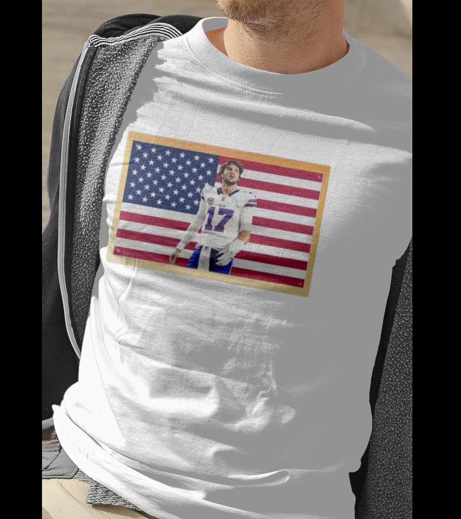 Josh Allen Buffalo Bills American Flag Football Star 17 T-Shirt