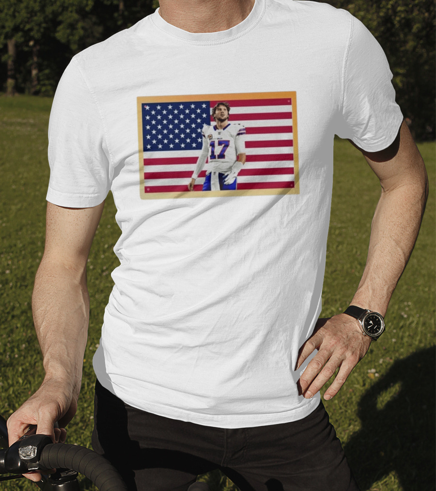Josh Allen Buffalo Bills American Flag Football Star 17 T-Shirt