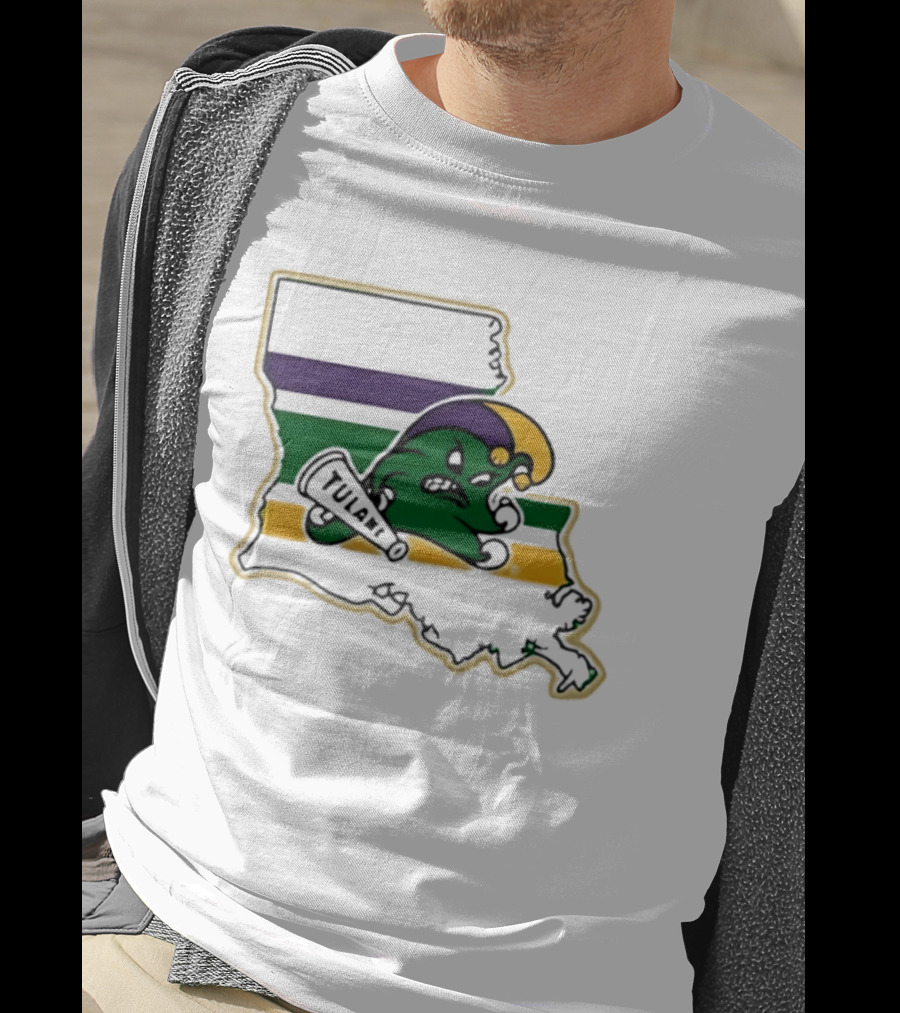 Tulane Green Wave Louisiana Mardi Gras Map T-Shirt