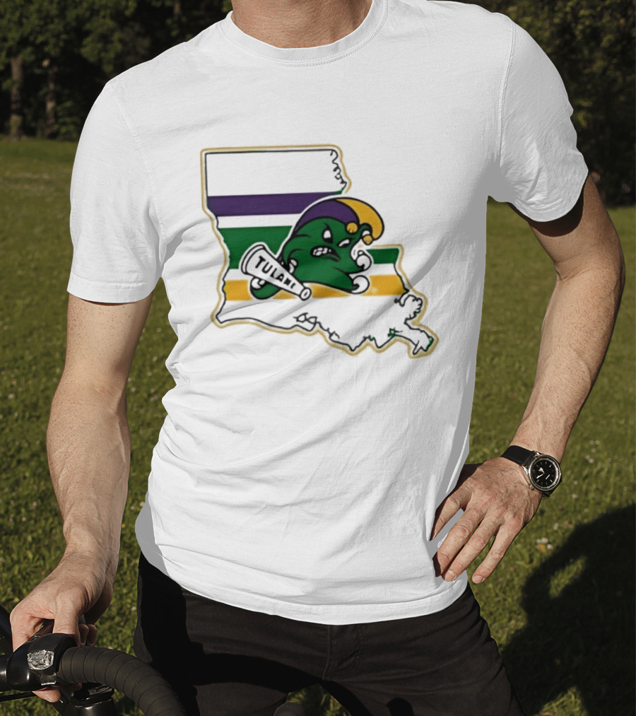 Tulane Green Wave Louisiana Mardi Gras Map T-Shirt