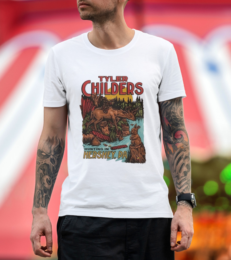 Tyler Childers Hunting In Hershey PA Deer And Rabbit Scene T-Shirt