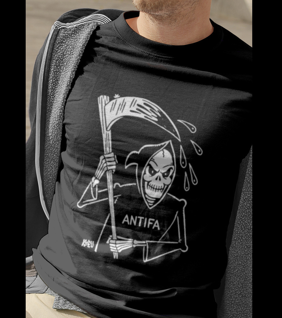 Grim Reaper Scythe Antifa Skeleton Political Skeleton T-Shirt