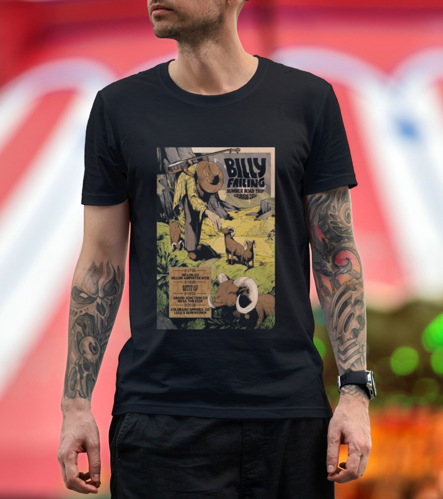 Billy Failing Summer Road Trip Colorado 2026 Grand Junction Lulu's Downtown Meadow Park Theater Dillon Amphitheater T-Shirt