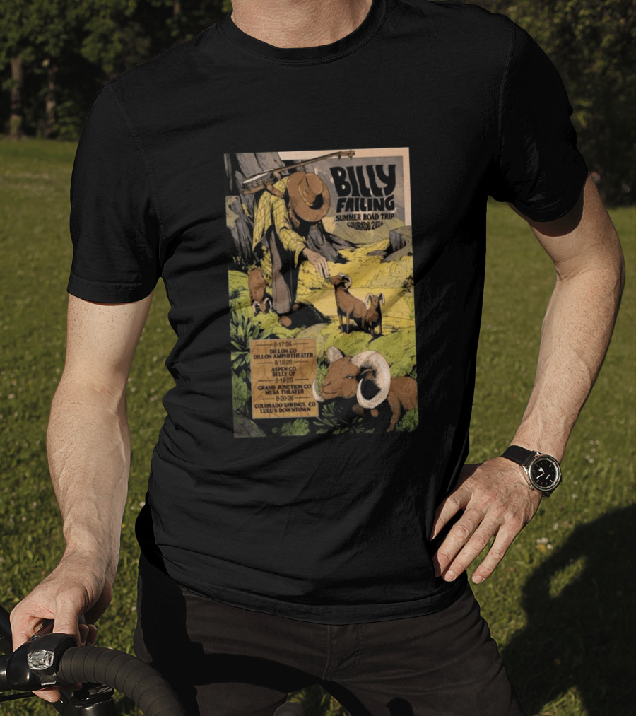 Billy Failing Summer Road Trip Colorado 2026 Grand Junction Lulu's Downtown Meadow Park Theater Dillon Amphitheater T-Shirt