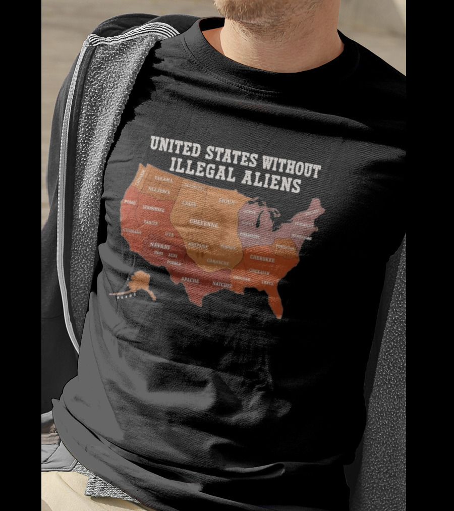 United States Without Illegal Aliens Native Americans Tribal Map T-Shirt