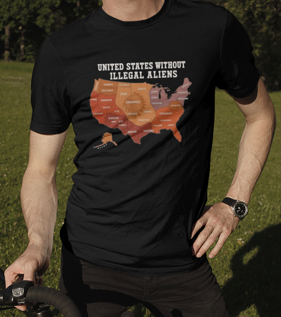 United States Without Illegal Aliens Native Americans Tribal Map T-Shirt