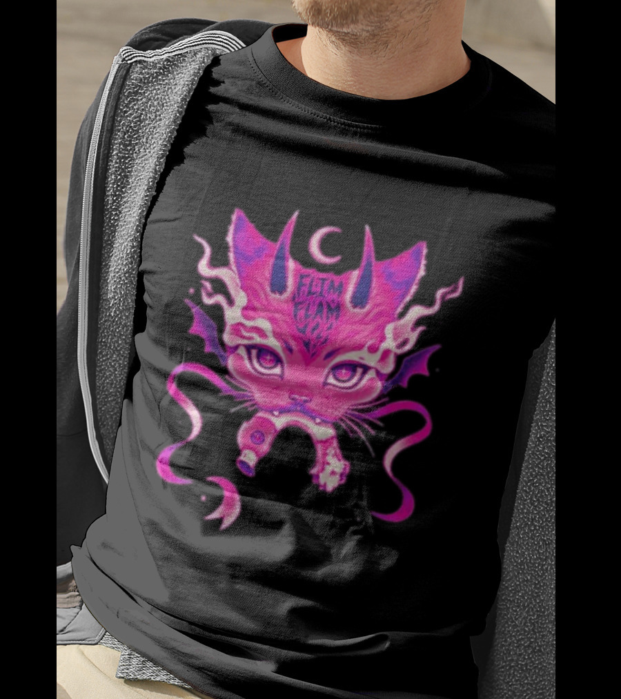 Flim Flam Flamingo DevilCat Fantasy T-Shirt
