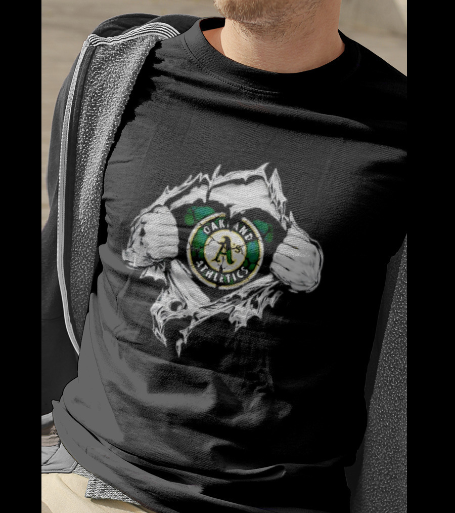 Oakland Athletics Ripped Chest A's MLB Team Spirit T-Shirt