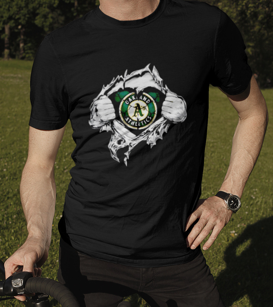 Oakland Athletics Ripped Chest A's MLB Team Spirit T-Shirt
