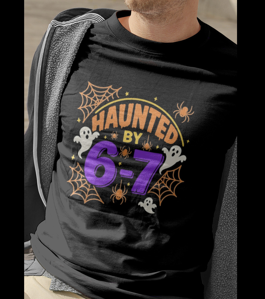 Haunted By 6 7 Ghosts Spiders And Webs Halloween T-Shirt
