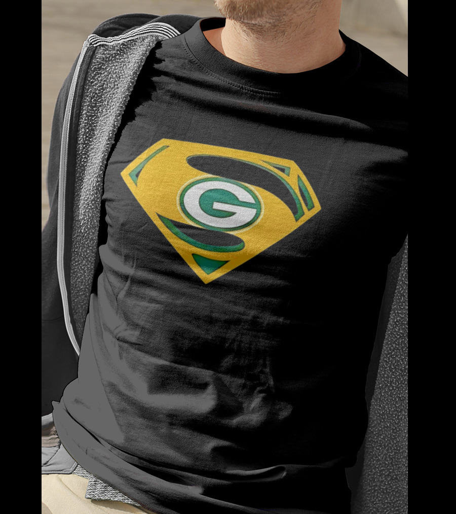 Green Bay Packers G In Superman Shield T-Shirt