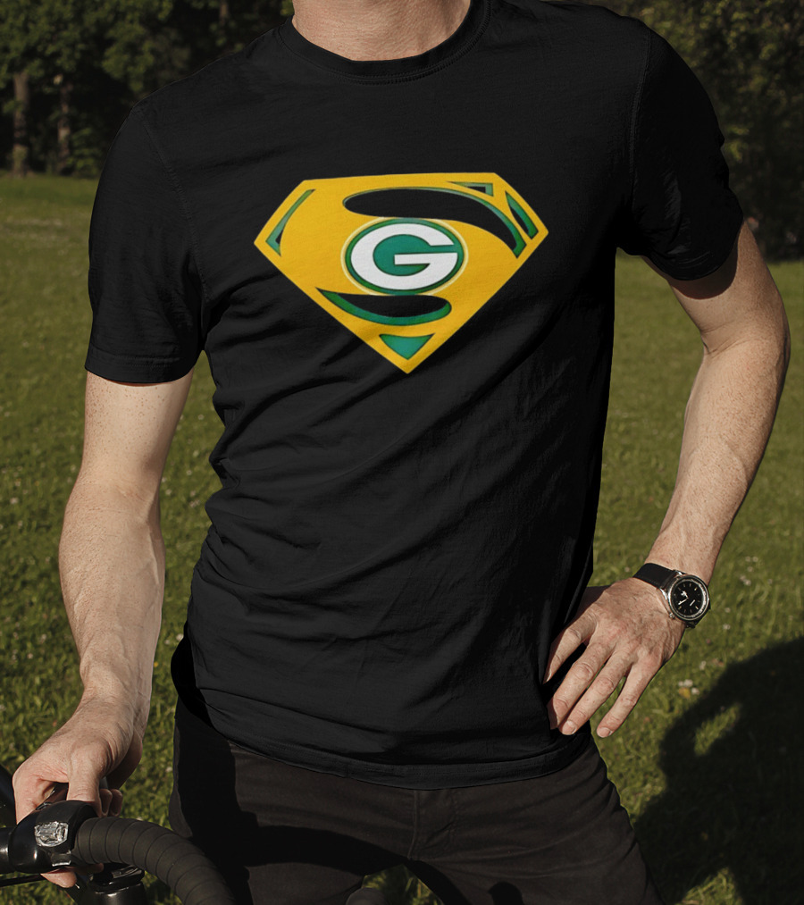 Green Bay Packers G In Superman Shield T-Shirt