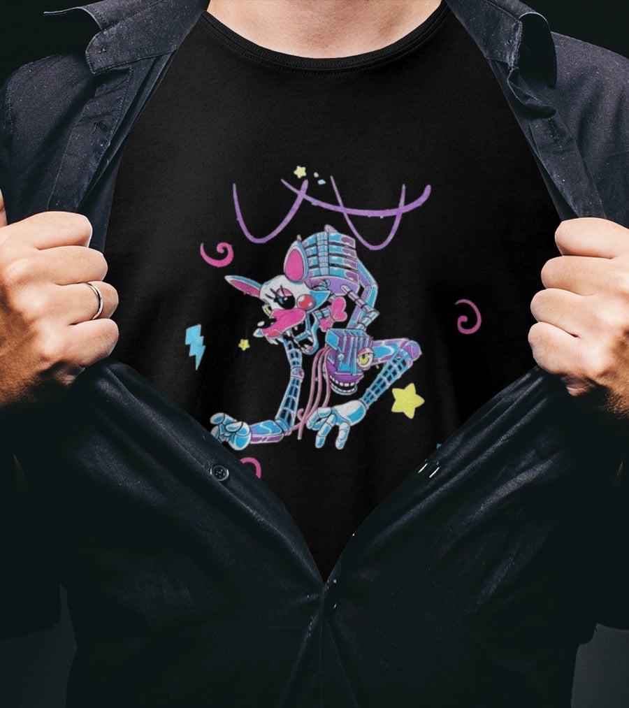 HEX X FNaF BTS Blacklight Mangle Purple Signature Stars Lightning Swirls T-Shirt