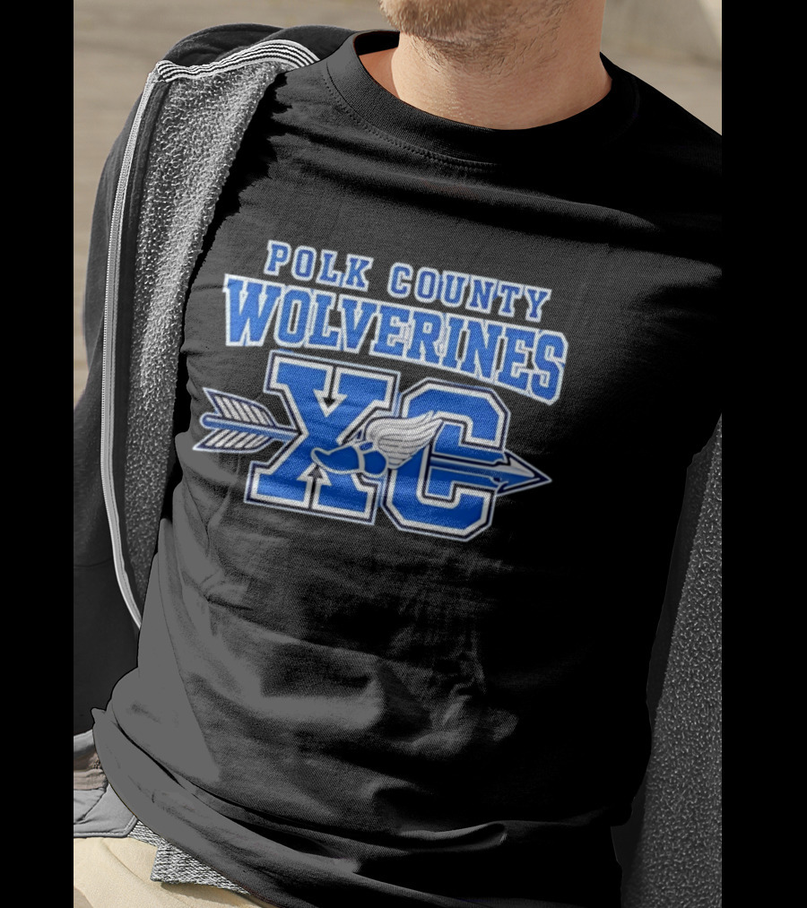 Polk County Wolverines XC Cross Country Arrow And Winged Foot T-Shirt