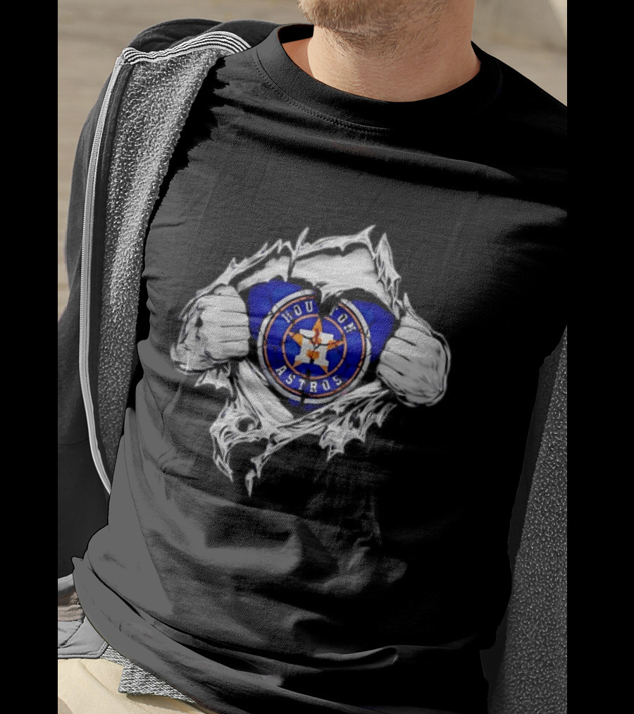 Houston Astros Ripped Skin MLB Baseball Hidden T-Shirt