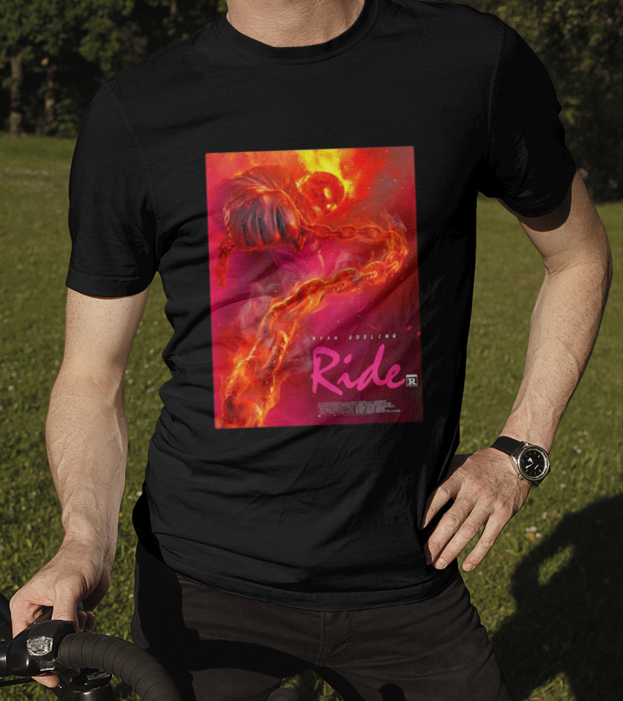 Ryan Gosling Ride Movie Ghost Rider Flaming Chain Image T-Shirt