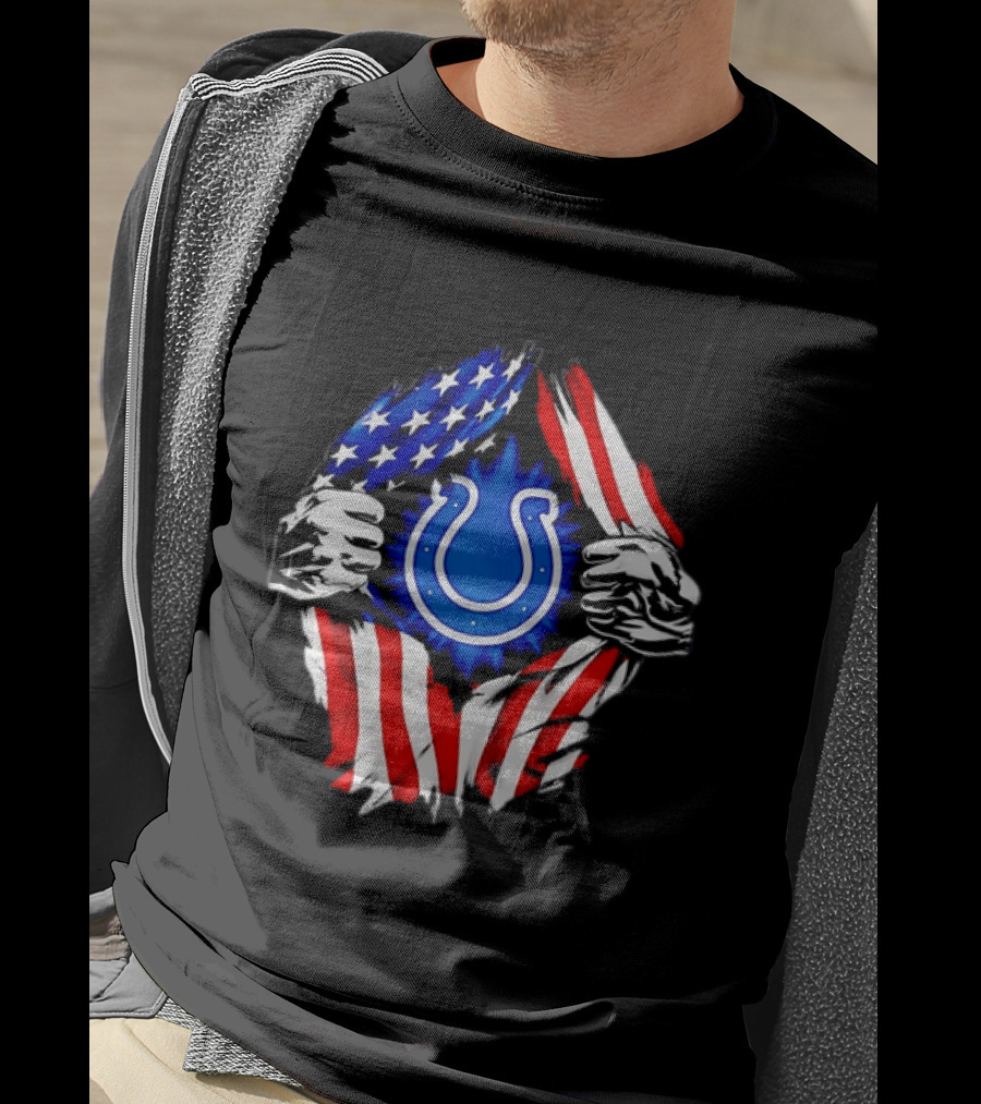 Indianapolis Colts American Flag Ripped Chest T-Shirt