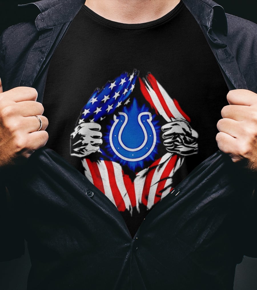 Indianapolis Colts American Flag Ripped Chest T-Shirt
