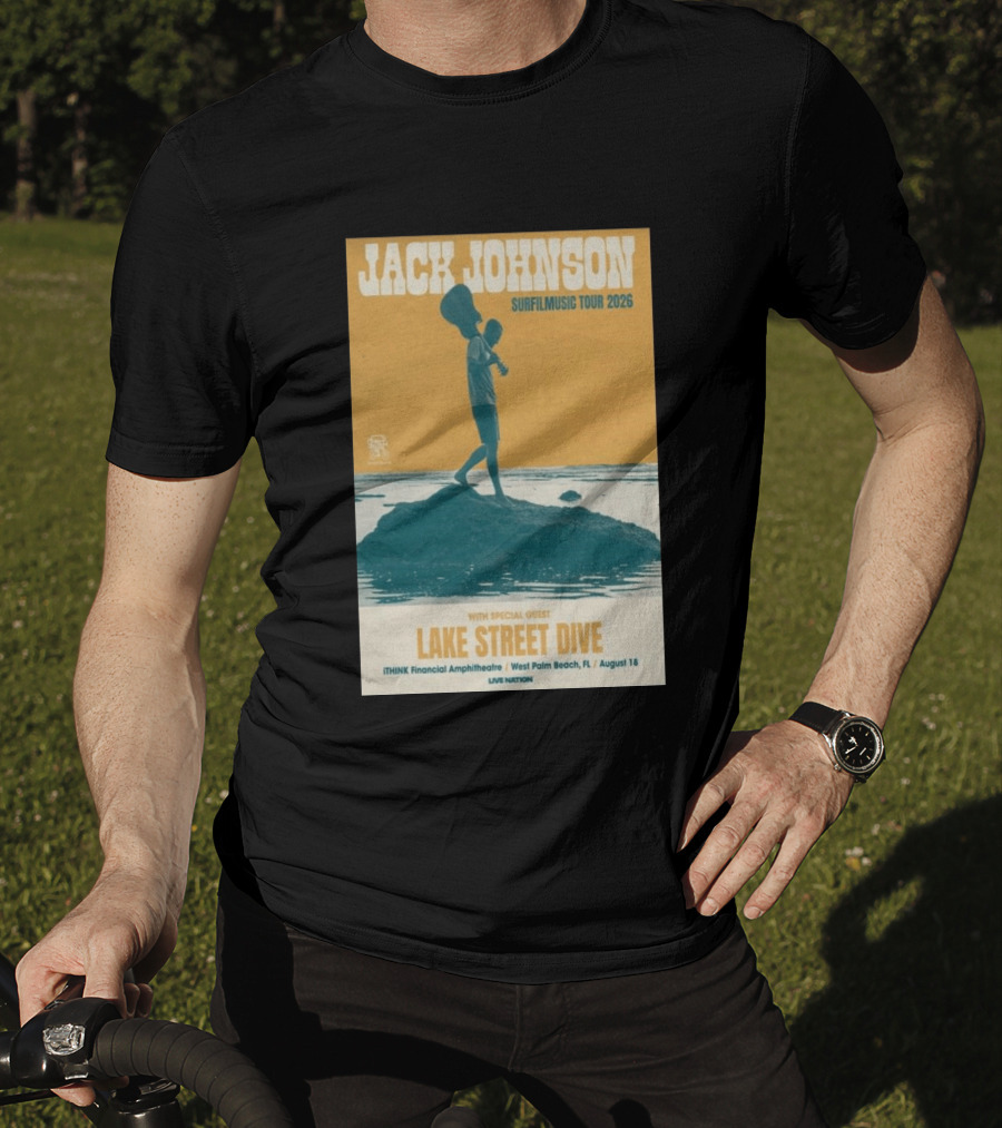 Jack Johnson Surfilmusic Tour 2026 Lake Street Dive ITHINK Financial Amphitheatre West Palm Beach August 18 T-Shirt