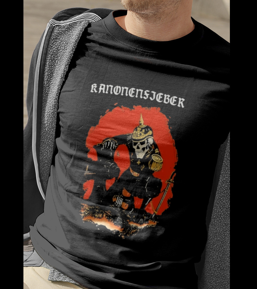 Kanonenfieber Skeleton Soldier Black Metal Warrior Artillery T-Shirt