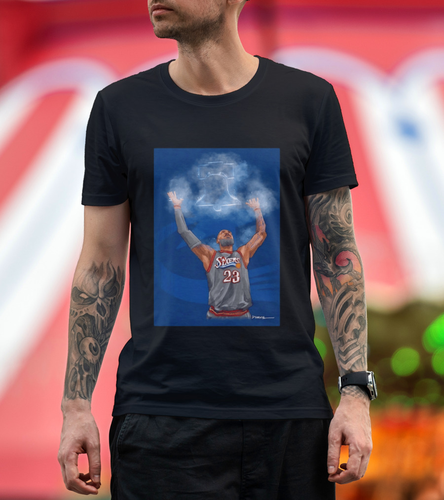 LeBron James Philadelphia 76ers 23 Liberty Bell Jersey T-Shirt