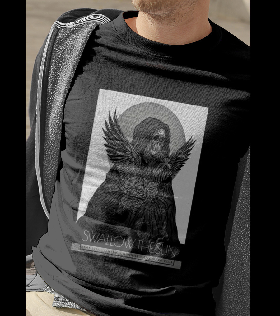 Swallow The Sun Santiago De Chile Epicentro Club 14.08.2026 Skeleton With Bird T-Shirt