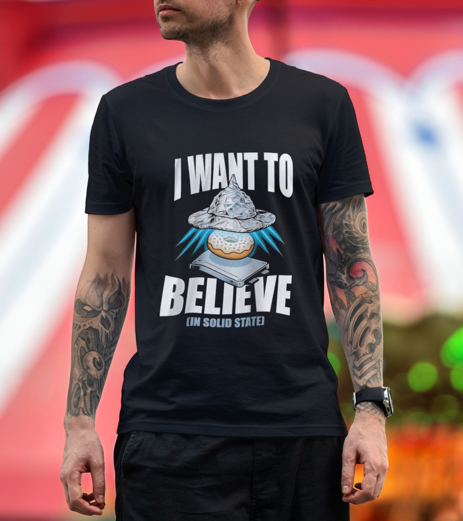 I Want To Believe UFO Donut In Solid State T-Shirt