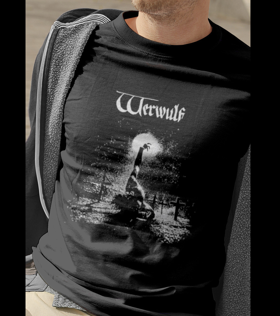 Werwulf Devoureth All Mankynde Black Metal Crosses And Moonlit Scene T-Shirt