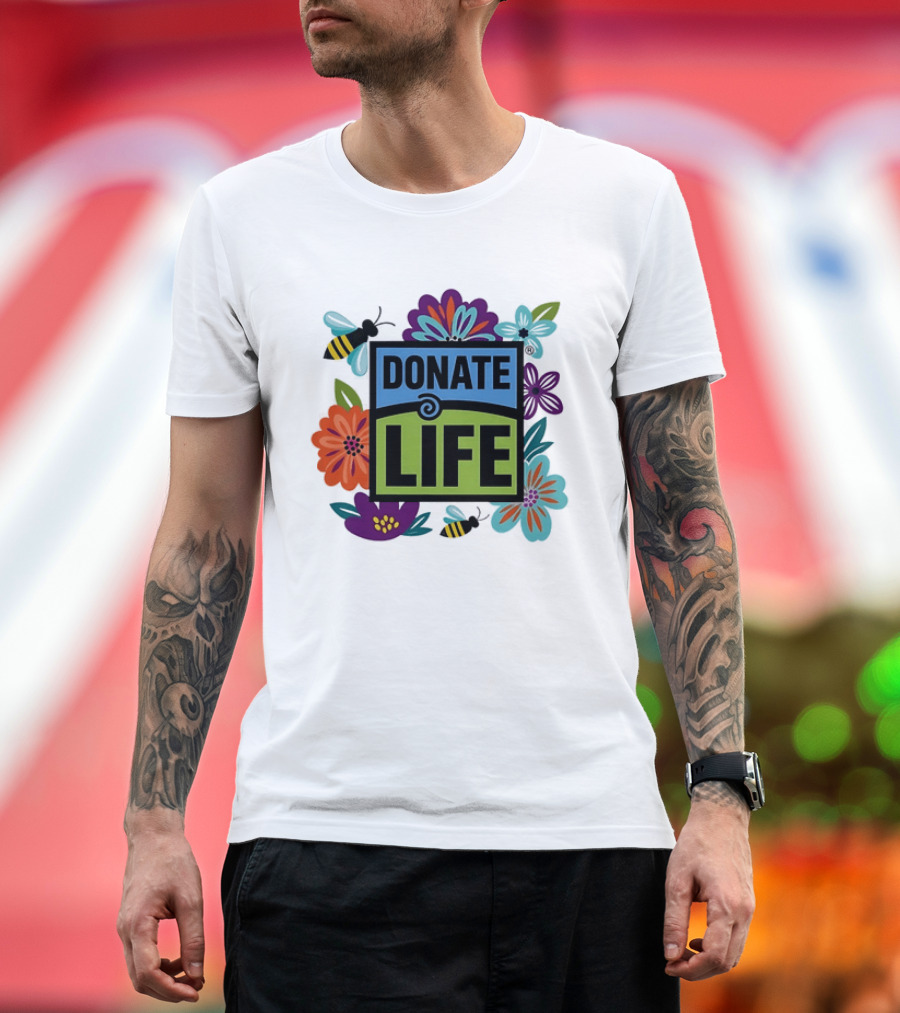 Donate Life Floral Bee Awareness Organ Donation Colorful Flowers T-Shirt