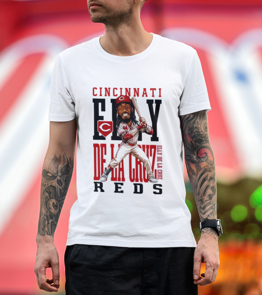 Cincinnati Reds Elly De La Cruz Baseball Caricature T-Shirt