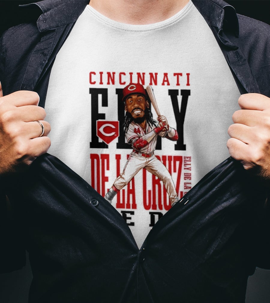 Cincinnati Reds Elly De La Cruz Baseball Caricature T-Shirt