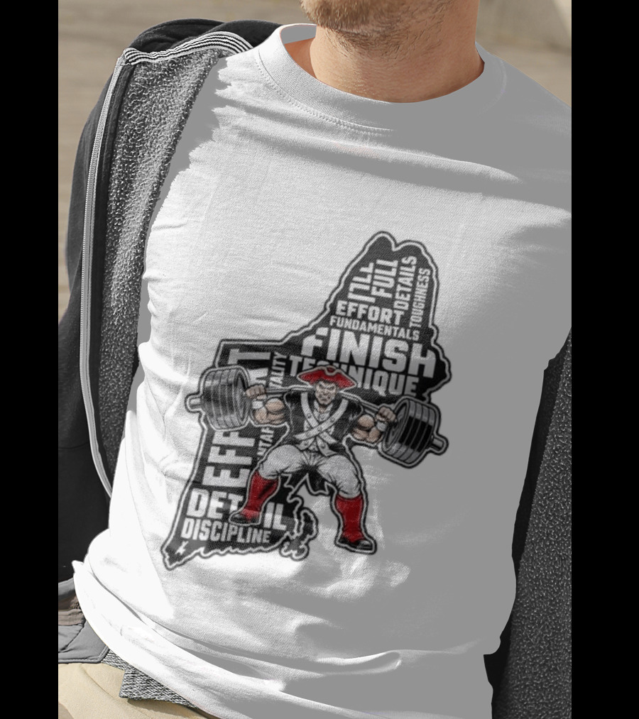 Patriots Weight Room Effort Discipline Finish Technique Toughness T-Shirt