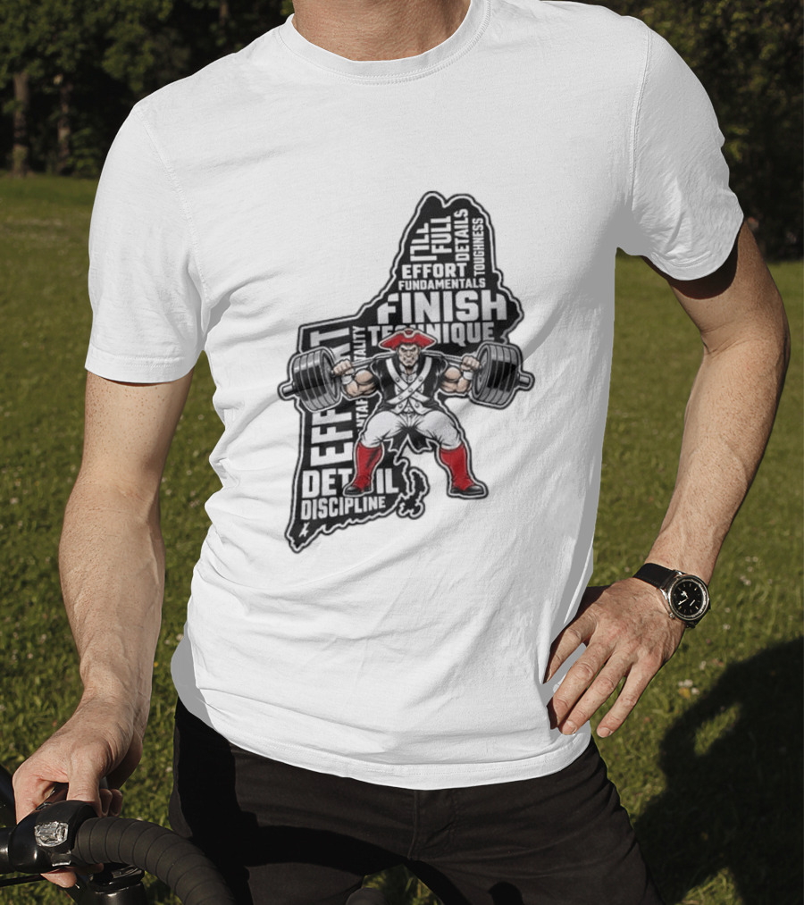 Patriots Weight Room Effort Discipline Finish Technique Toughness T-Shirt