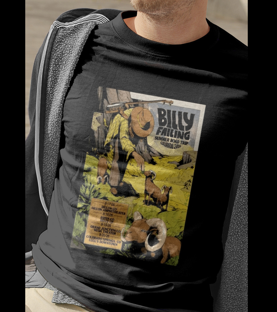 Billy Failing Summer Road Trip Colorado 2026 Dillon Amphitheater Belly Up Mesa Theater Lulu's Downtown T-Shirt
