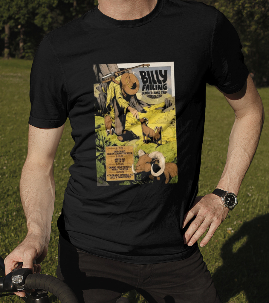 Billy Failing Summer Road Trip Colorado 2026 Dillon Amphitheater Belly Up Mesa Theater Lulu's Downtown T-Shirt