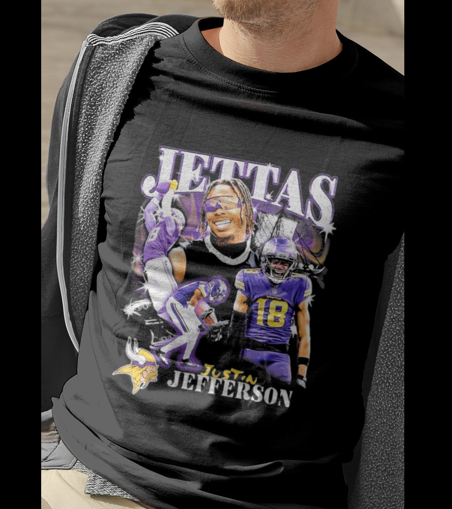 Fanatics Black Jettas Justin Jefferson Minnesota Vikings Notorious Player T-Shirt