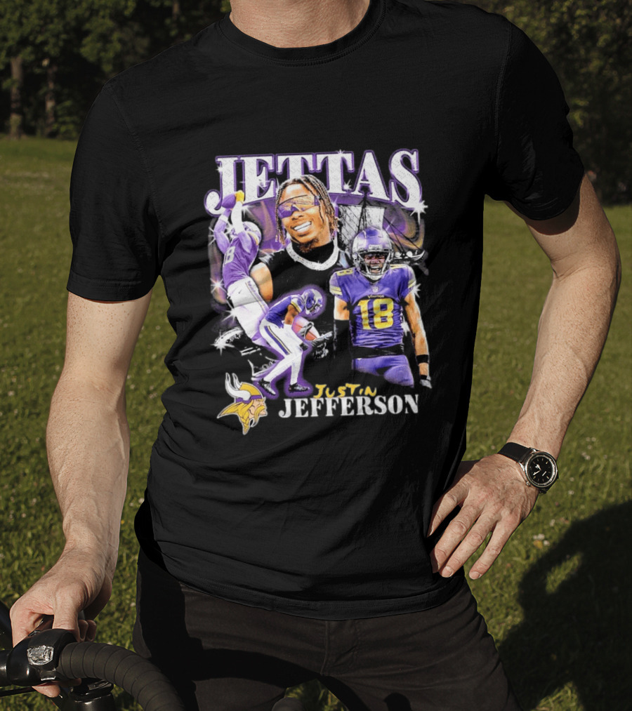 Fanatics Black Jettas Justin Jefferson Minnesota Vikings Notorious Player T-Shirt