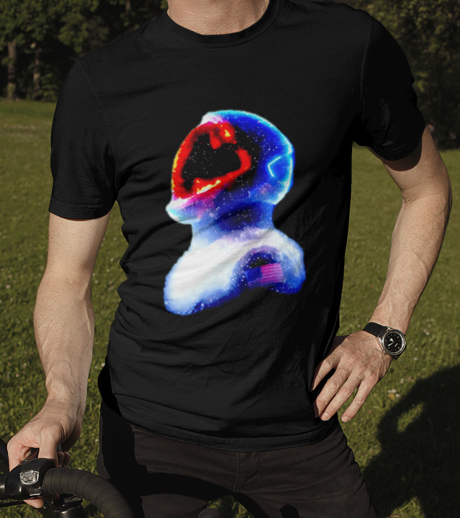 Galaxy Astronaut With American Flag Space Cosmic Adventure T-Shirt