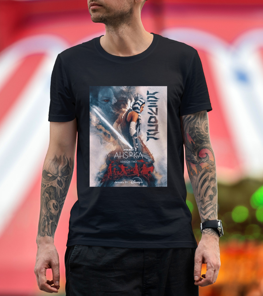 Star Wars Ahsoka Season 2 Premiering January 20 Disney Plus Featuring Lightsaber And Characters T-Shirt