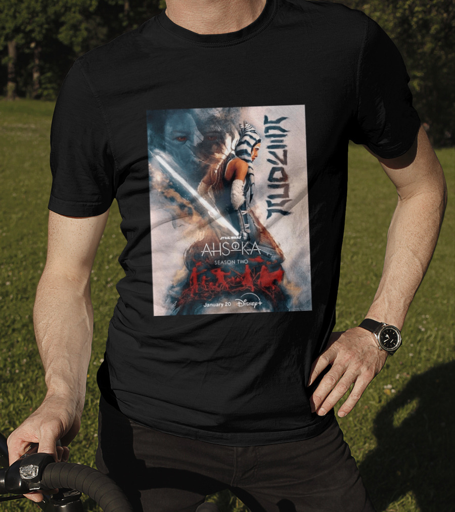 Star Wars Ahsoka Season 2 Premiering January 20 Disney Plus Featuring Lightsaber And Characters T-Shirt