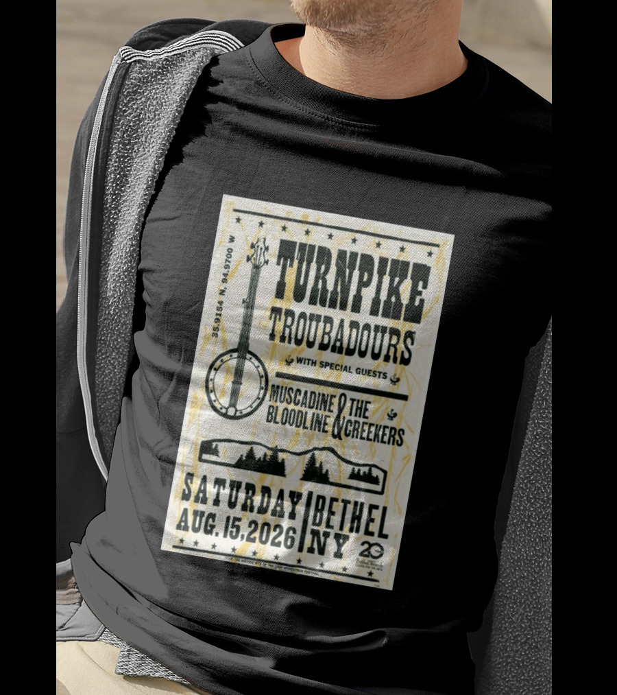 Turnpike Troubadours Bethel Woods 2026 With Muscadine Bloodline The Creekers August 15 Concert T-Shirt